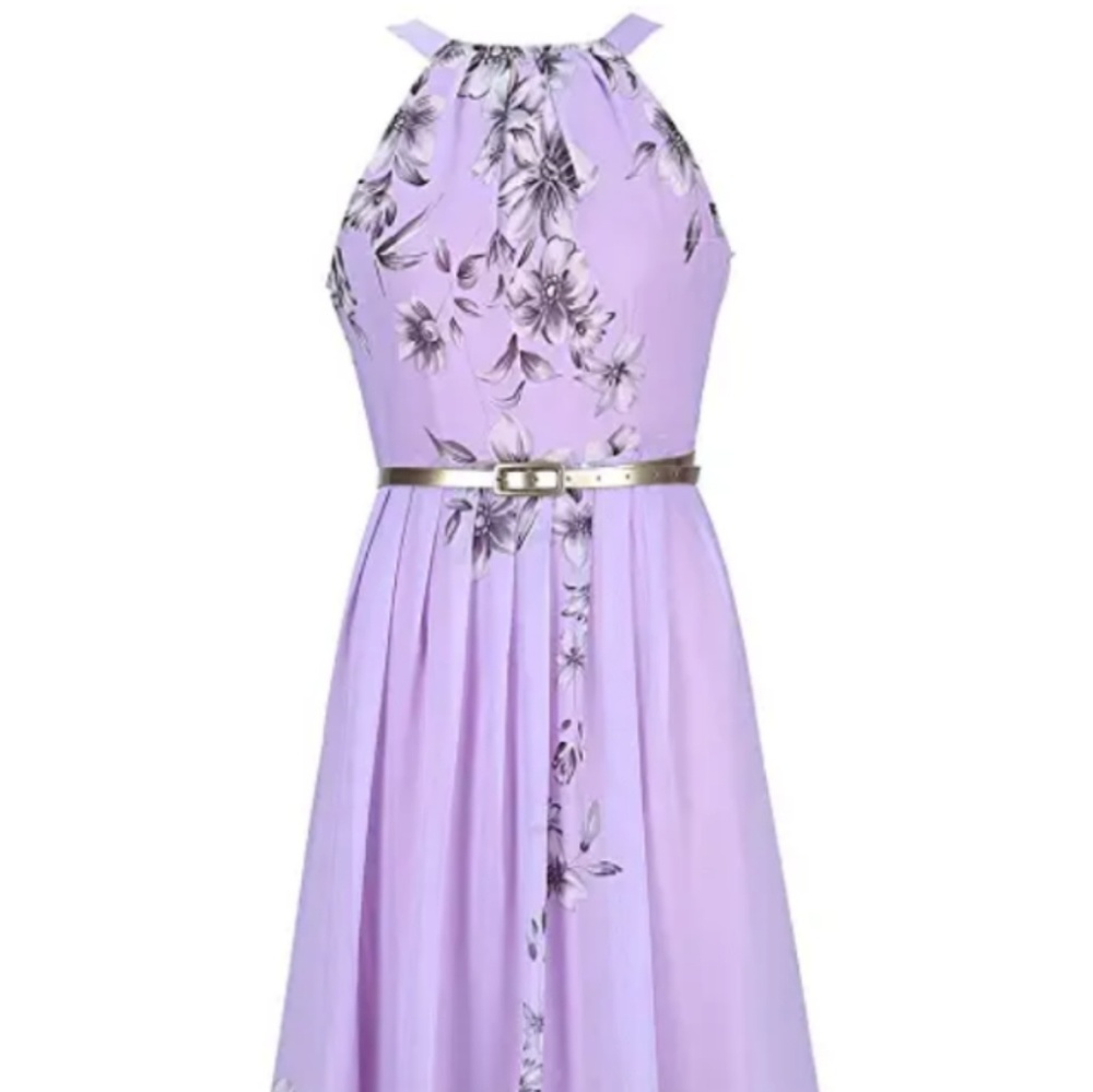 Purple floral halter maxi